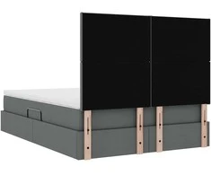 LED saugojimo lova su čiužiniu Tamsiai pilka 140 x 190 cm