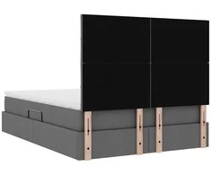 LED saugojimo lova su čiužiniu Tamsiai pilka 140 x 190 cm
