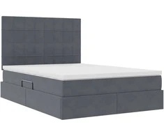 LED saugojimo lova su čiužiniu Tamsiai pilka 140 x 190 cm