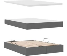 LED saugojimo lova su čiužiniu Tamsiai pilka 140 x 200 cm