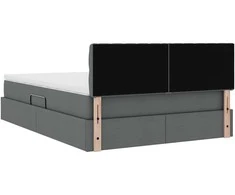 LED saugojimo lova su čiužiniu Tamsiai pilka 140 x 200 cm