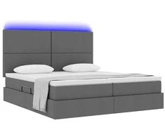 Lova su LED juostelėmis Tamsiai pilka 200 x 200 cm audinys