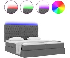 LED saugojimo lova su čiužiniu Tamsiai pilka 200 x 200 cm