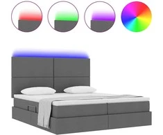 LED saugojimo lova su čiužiniu Tamsiai pilka 200 x 200 cm