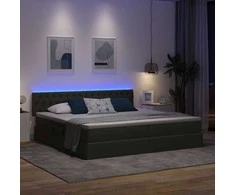 LED saugojimo lova su čiužiniu Tamsiai pilka 200 x 200 cm