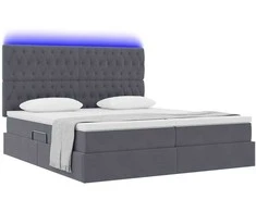 Lova su LED juostelėmis Tamsiai pilka 200 x 200 cm Aksomas