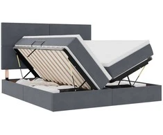 Lova su LED juostelėmis Tamsiai pilka 200 x 200 cm Aksomas