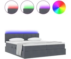 LED saugojimo lova su čiužiniu Tamsiai pilka 200 x 200 cm