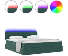 LED saugojimo lova su čiužiniu Tamsiai žalia 200 x 200 cm