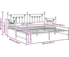 Lova Dienos lovos rėmas Juoda 107 x 203 cm Plienas