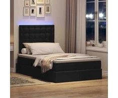 LED saugojimo lova su čiužiniu Juoda 120 x 200 cm Audinys