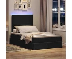 Lova su daiktų laikymo vieta ir LED su LED Juoda 120 x 200 cm