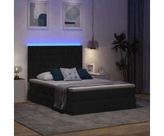 Lova su daiktų laikymo vieta ir LED Juoda 140 x 200 cm