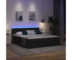 LED saugojimo lova su čiužiniu Juoda 160 x 200 cm Audinys