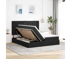 Lova su LED juostelėmis su saugykla Juoda 180 x 200 cm Aksomas