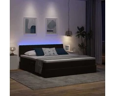 Lova su LED juostelėmis su saugykla Juoda 180 x 200 cm Aksomas