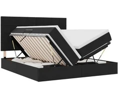 Lova su LED juostelėmis su saugykla Juoda 180 x 200 cm Aksomas