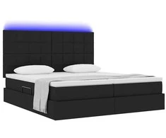 Lova su LED juostelėmis su saugykla Juoda 180 x 200 cm audinys