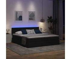 Lova su LED juostelių žibintais Juoda 200 x 200 cm audinys