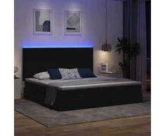 LED saugojimo lova su čiužiniu Juoda 200 x 200 cm Audinys