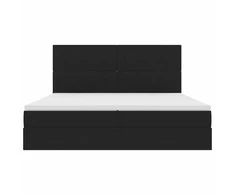 LED saugojimo lova su čiužiniu Juoda 200 x 200 cm Aksomas