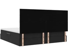 LED saugojimo lova su čiužiniu Juoda 200 x 200 cm Aksomas