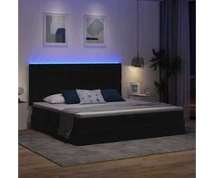 LED saugojimo lova su čiužiniu Juoda 200 x 200 cm Audinys