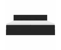 LED saugojimo lova su čiužiniu Juoda 200 x 200 cm Aksomas