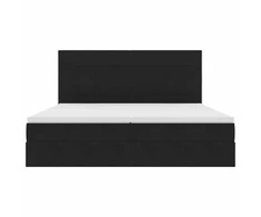 LED saugojimo lova su čiužiniu Juoda 200 x 200 cm Aksomas