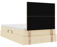 LED saugojimo lova su čiužiniu Kremas 120 x 200 cm Audinys