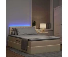 LED saugojimo lova su čiužiniu Kremas 120 x 200 cm Audinys