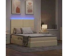 Lova su daiktų laikymo vieta ir LED su LED Kremas 140 x 190 cm