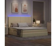 Lova su daiktų laikymo vieta ir LED su LED Kremas 160 x 200 cm
