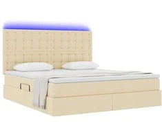 Lova su daiktų laikymo vieta ir LED su LED Kremas 160 x 200 cm