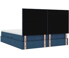 LED saugojimo lova su čiužiniu Mėlyna 160 x 200 cm Audinys
