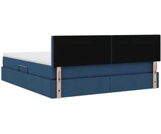 LED saugojimo lova su čiužiniu Mėlyna 180 x 200 cm Audinys