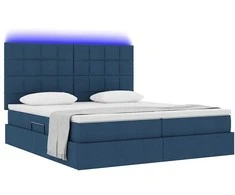 Lova su LED juostelėmis su saugykla Mėlyna 180 x 200 cm audinys