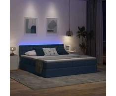 Lova su LED juostelių žibintais Mėlyna 200 x 200 cm audinys