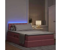 LED saugojimo lova su čiužiniu Rožinė 120 x 200 cm Aksomas