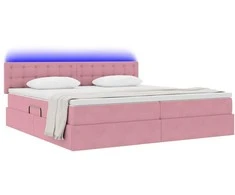 Lova su daiktų laikymo vieta ir LED Rožinė 200 x 200 cm Aksomas