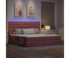 Lova su daiktų laikymo vieta ir LED Rožinė 200 x 200 cm Aksomas