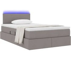 Lova su daiktų laikymo vieta ir LED Taupe 120 x 200 cm audinys