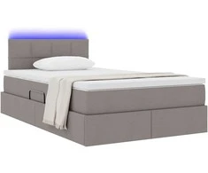 Lova su daiktų laikymo vieta ir LED Taupe 120 x 200 cm audinys