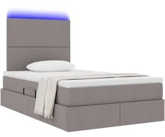 Lova su daiktų laikymo vieta ir LED su LED Taupe 120 x 200 cm