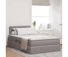 Lova su daiktų laikymo vieta ir LED Taupe 120 x 200 cm audinys