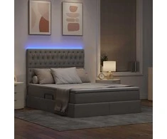 LED saugojimo lova su čiužiniu Taupe 140 x 200 cm Audinys