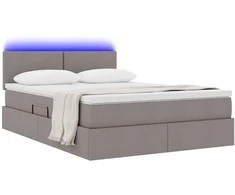 Lova su daiktų laikymo vieta ir LED Taupe 140 x 200 cm audinys