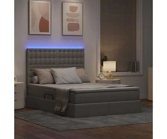 LED saugojimo lova su čiužiniu Taupe 140 x 200 cm Audinys