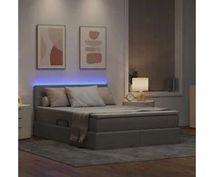 LED saugojimo lova su čiužiniu Taupe 140 x 200 cm Audinys