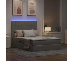 LED saugojimo lova su čiužiniu Taupe 140 x 200 cm Audinys